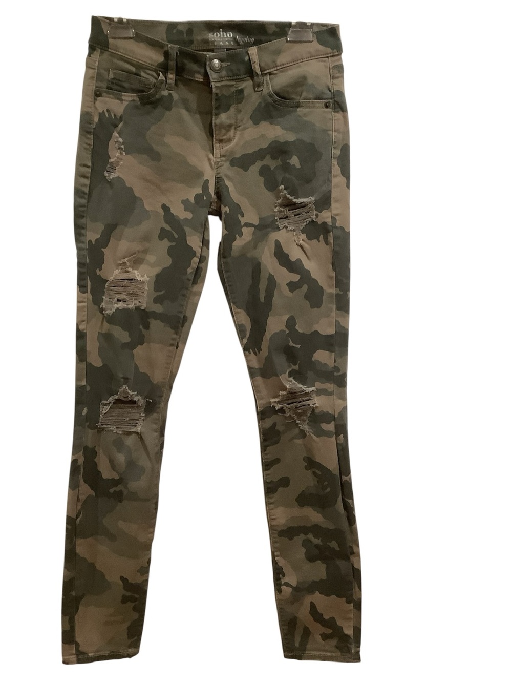 New York & Company Women Soho Jeans Legging Camouflage Distress Size 2,Pre-owned